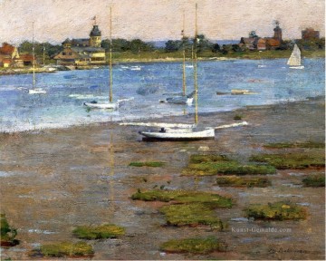 Landschaft am Kai Werke - The Anchorage Cos Cob Impressionismus Boot Theodore Robinson